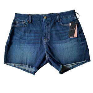 Jen 7 by 7 For All Mankind dark wash blue denim jean mid shorts women's size 12